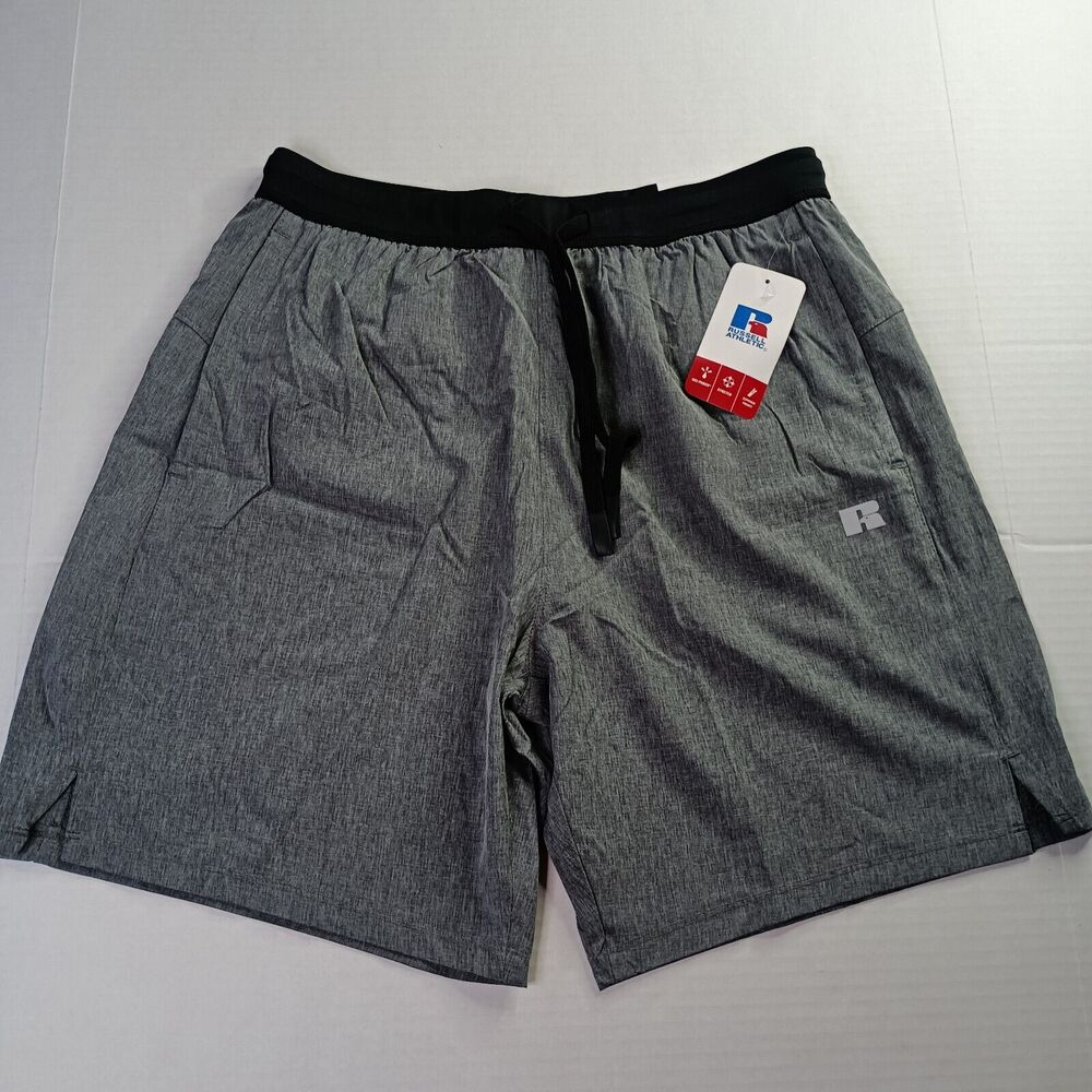 Russell Athletic Shorts Men's‎ L Gray 8" Inseam 4 Way Stretch Dri-Power RMS2428